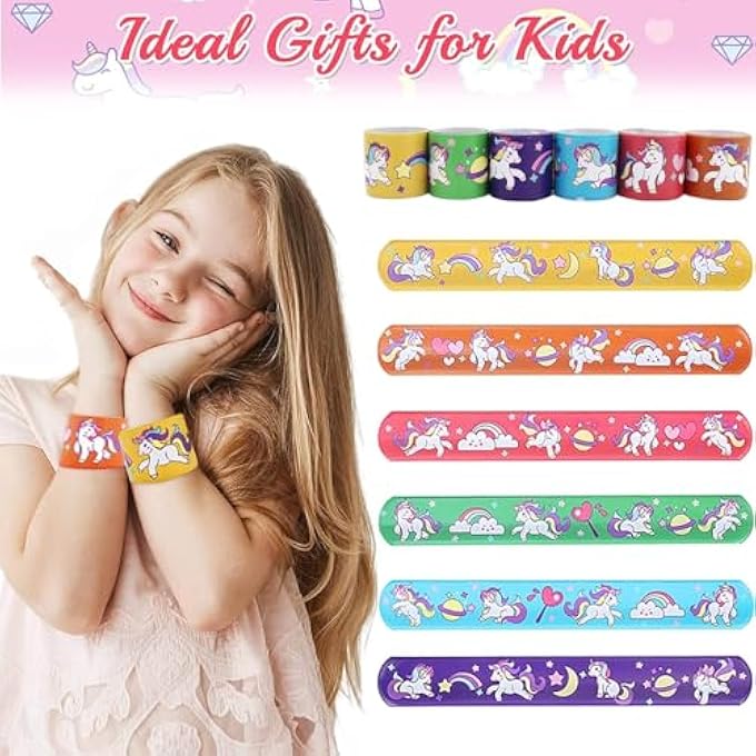rayihni 36 Pcs Slap Bracelet, Rainbow Party Favors Rainbow Unicorn Slap Bracelets, Wristbands For Rainbow Unicorn Birthday Decorations Supplies Goodie Bag Fillers For Boys Girls - Image 2