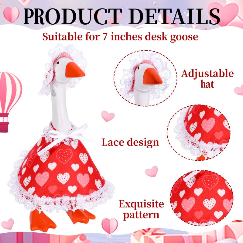 JcHrmers 3 Sets 7 Inch Desk Goose Outfits Holiday Goose Clothes Heart Shamrock Easter Egg Mini Skirt and Hat for Magnetic Desk Goose Statue Decor - Image 2