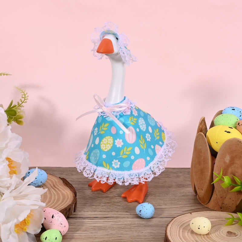 JcHrmers 3 Sets 7 Inch Desk Goose Outfits Holiday Goose Clothes Heart Shamrock Easter Egg Mini Skirt and Hat for Magnetic Desk Goose Statue Decor - Image 5