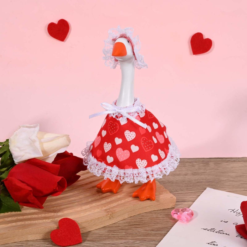 JcHrmers 3 Sets 7 Inch Desk Goose Outfits Holiday Goose Clothes Heart Shamrock Easter Egg Mini Skirt and Hat for Magnetic Desk Goose Statue Decor - Image 3
