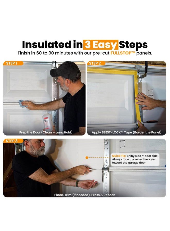 BEEST FULLSTOP Garage Door Insulation Kit - 8 Pre-Cut 24x48 Foam-Core Panels w/Tape, Cutter & Squeegee - Easy DIY 8x7 & 8x8 ft Single Garage Door Insulation Panels - for Instant Temperature Relief - Image 4