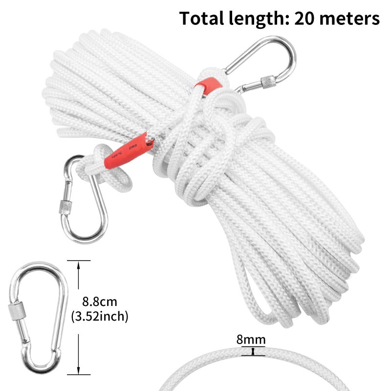 Jmlwlzx Heavy Duty Flag Pole Rope Replacement 20m (65ft) with Steel Core & Rust-Proof Swivel Snap Hook - Universal Halyard Kit for 30-50 ft Flagpoles (5/16" x 65 ft) - Image 4