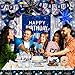 Pounira Blue Birthday Decorations for Men Boys Blue and Black Happy Birthday Decorations for Him Her Happy Birthday Door Banner Balloons Tablecloth Foil Backdrop Star Balloons Bday Party Decor for Friend - Image 4