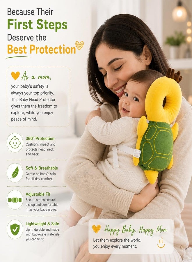 FinchGold Baby Head Protector Helmet, Soft Plush Safety Backpack, Adjustable Straps, Anti-Fall Cushion Pillow for Infants, 6-24 Months, Butterfly (Turtle) - Image 5