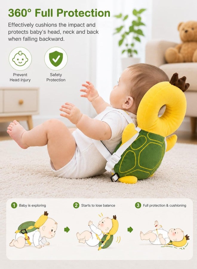 FinchGold Baby Head Protector Helmet, Soft Plush Safety Backpack, Adjustable Straps, Anti-Fall Cushion Pillow for Infants, 6-24 Months, Butterfly (Turtle) - Image 2