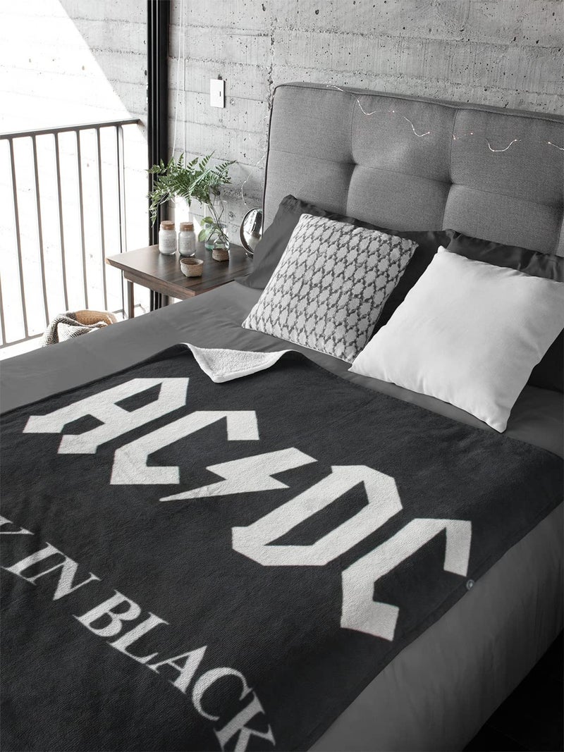 بايو وورلد بطانية BioWorld AC/DC مرة أخرى باللون الأسود Super Super Soft و المحبب - Image 4