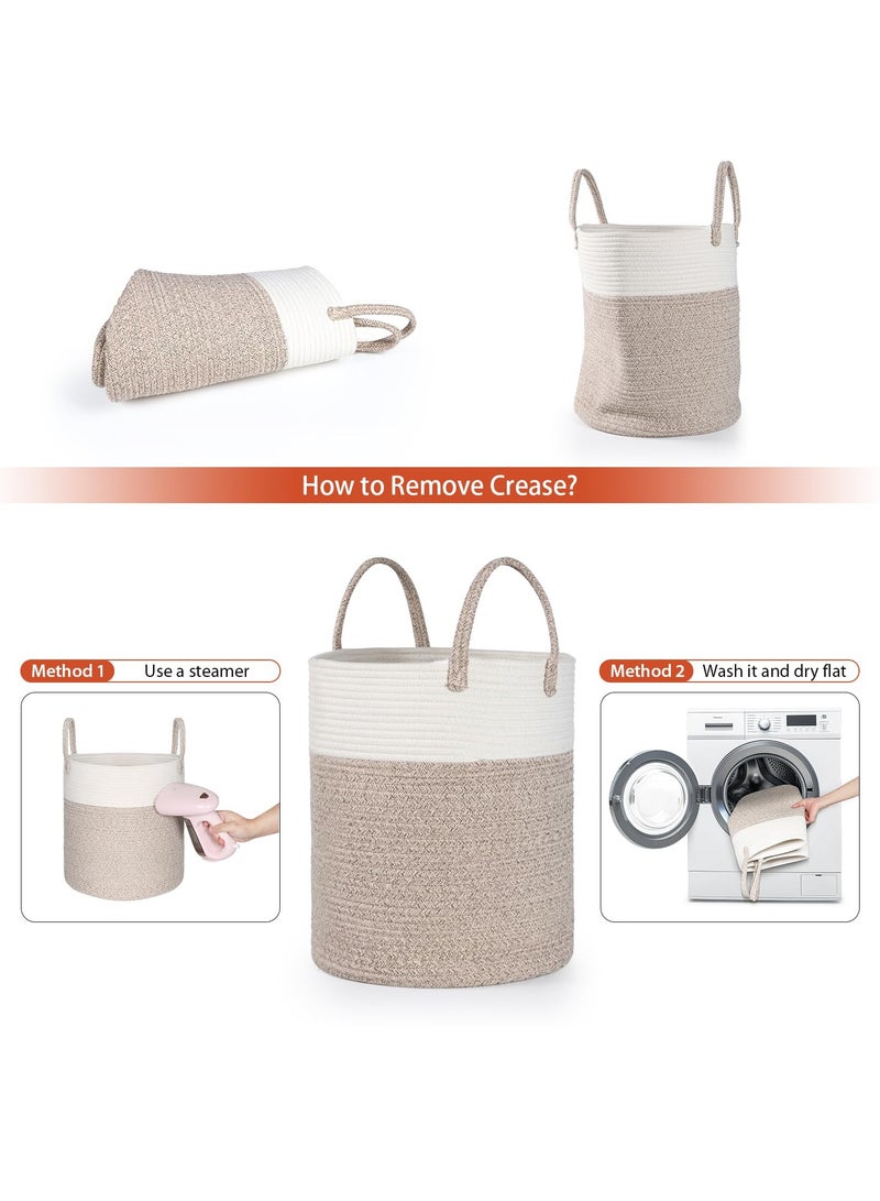 شو وو سلة غسيل منسوجة قابلة للطي سعة 40 لترًا، سلة بطانية مزخرفة لغرفة المعيشة، سلة تخزين طويلة للملابس والألعاب والمناشف وسلة الغسيل - Image 2