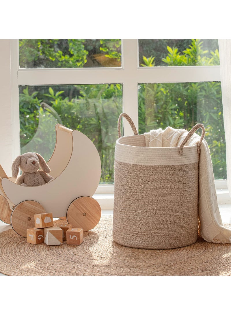 شو وو سلة غسيل منسوجة قابلة للطي سعة 40 لترًا، سلة بطانية مزخرفة لغرفة المعيشة، سلة تخزين طويلة للملابس والألعاب والمناشف وسلة الغسيل - Image 5