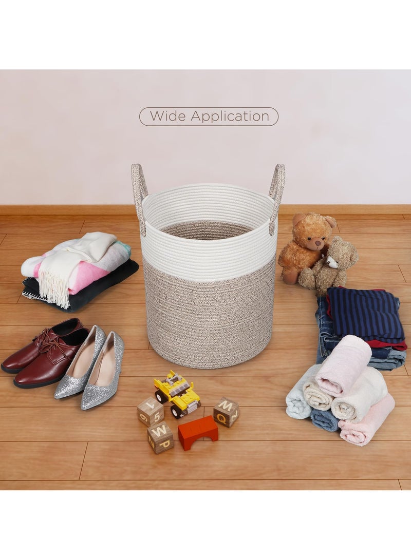 شو وو سلة غسيل منسوجة قابلة للطي سعة 40 لترًا، سلة بطانية مزخرفة لغرفة المعيشة، سلة تخزين طويلة للملابس والألعاب والمناشف وسلة الغسيل - Image 3