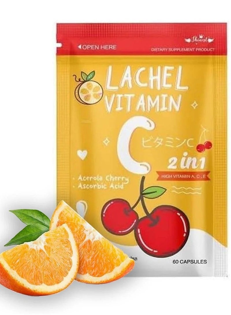 Lachel Vitamin C Lachille - 2 in 1 Vitamin A, C, E High (60 Capsules) - Image 1
