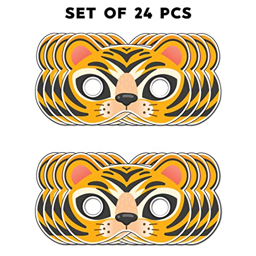 Festiko® Tiger Theme Face Masks (24 Pcs), Tiger Theme Party Supplies, Return Gifts for Kids, Tiger Theme Party Items,Face Masks for Kids - Image 2