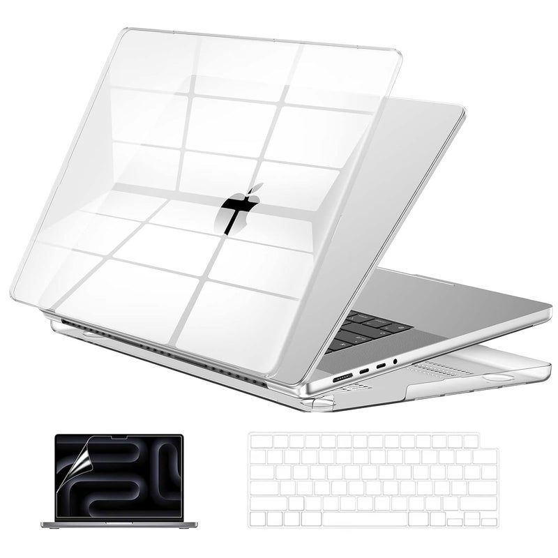 Eoocoo حافظة EooCoo متوافقة مع ماك بوك برو 16 بوصة M4 A3403 A3186 M3 A2991 M2 A2780 M1 A2485 برو ماكس، إصدار 2024-2021، مع حافظة صلبة بلاستيكية وغطاء لوحة مفاتيح وواقي شاشة (شفاف تمامًا) - Image 1