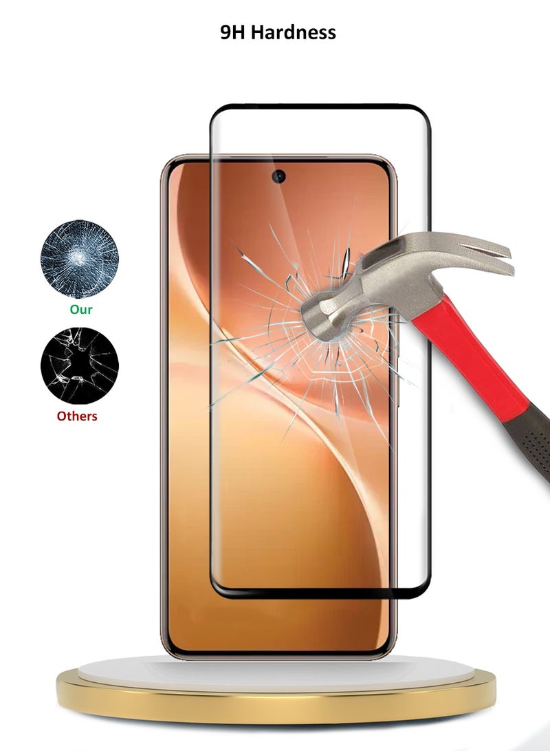 Wtech vivo V60 5G 2025 Premium Edge-Pro Full Glue Full Cover Tempered Glass Screen Protector (MSGPCN) - Clear/Black - Image 3