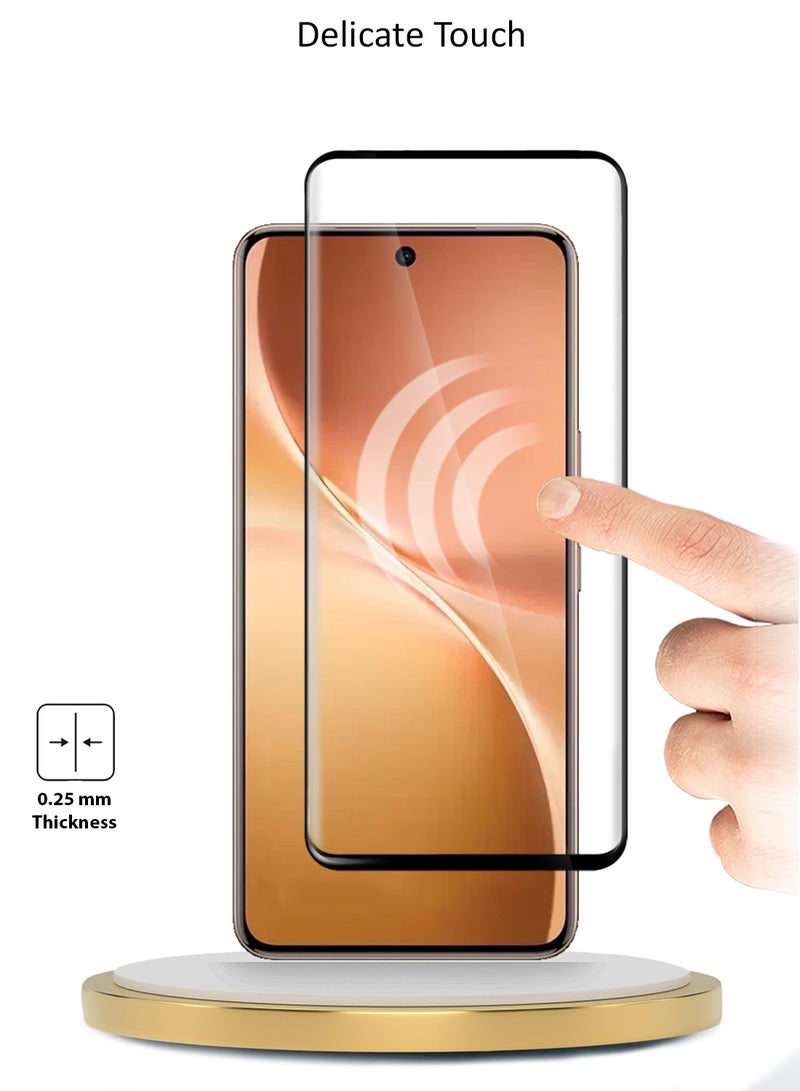 Wtech vivo V60 5G 2025 Premium Edge-Pro Full Glue Full Cover Tempered Glass Screen Protector (MSGPCN) - Clear/Black - Image 4