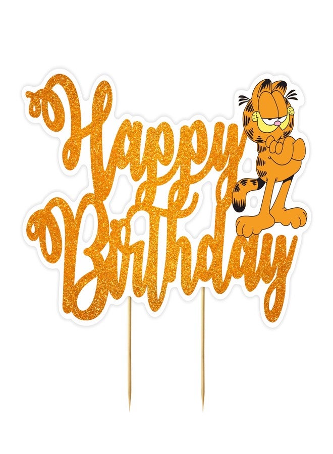 Seyal Gaarfield Happy Birthday Cake Topper - Funny Cat Cartoon Party Decoration for Boys and Girls - Comic Style Cake Decor for Birthday, Baby Shower, or Celebrations - Sturdy & Colorful Topper - Image 4