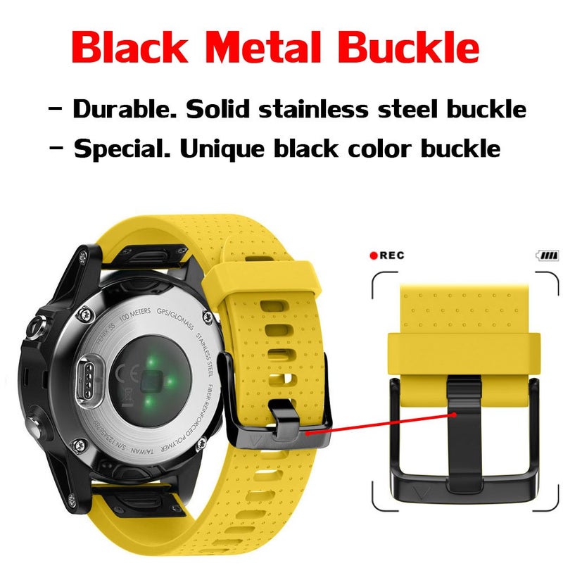 ANCOOL Compatible with Fenix 5S/Fenix 6S/Fenix 7S Bands 20mm Easy Fit Silicone Watch Bands Replacement for Fenix 8 43mm/Fenix 5S Plus/Fenix 6S Pro/D2 Delta S Smartwatches(Yellow) - Image 4