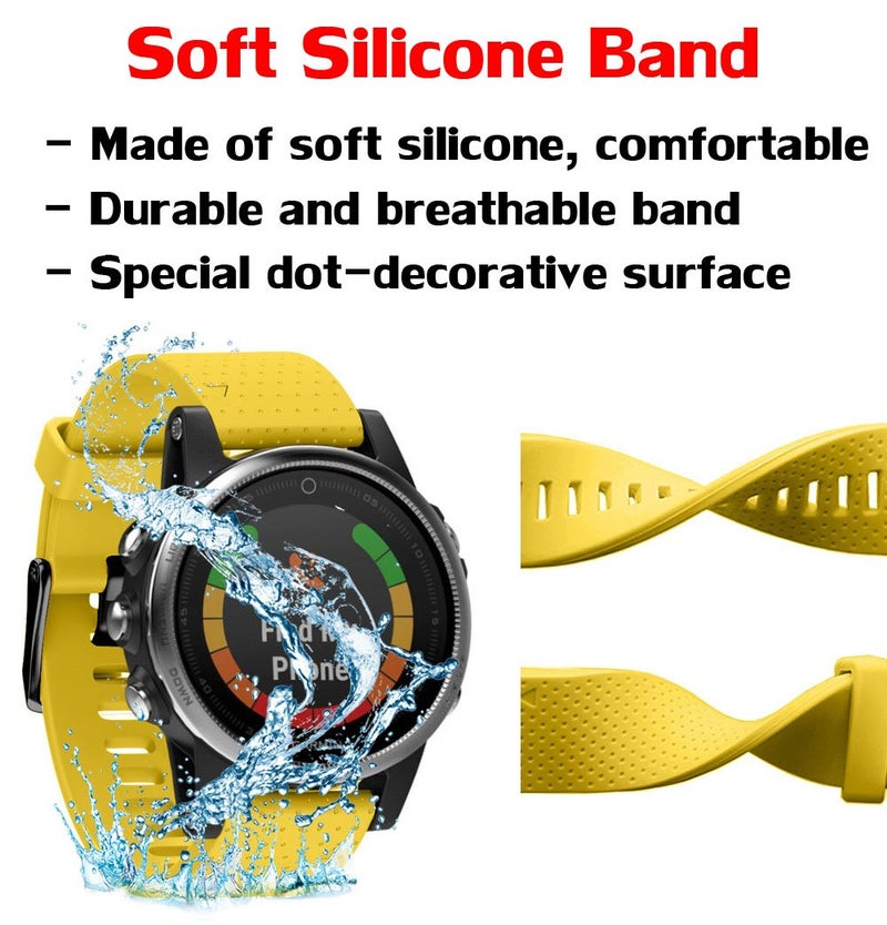 ANCOOL Compatible with Fenix 5S/Fenix 6S/Fenix 7S Bands 20mm Easy Fit Silicone Watch Bands Replacement for Fenix 8 43mm/Fenix 5S Plus/Fenix 6S Pro/D2 Delta S Smartwatches(Yellow) - Image 3