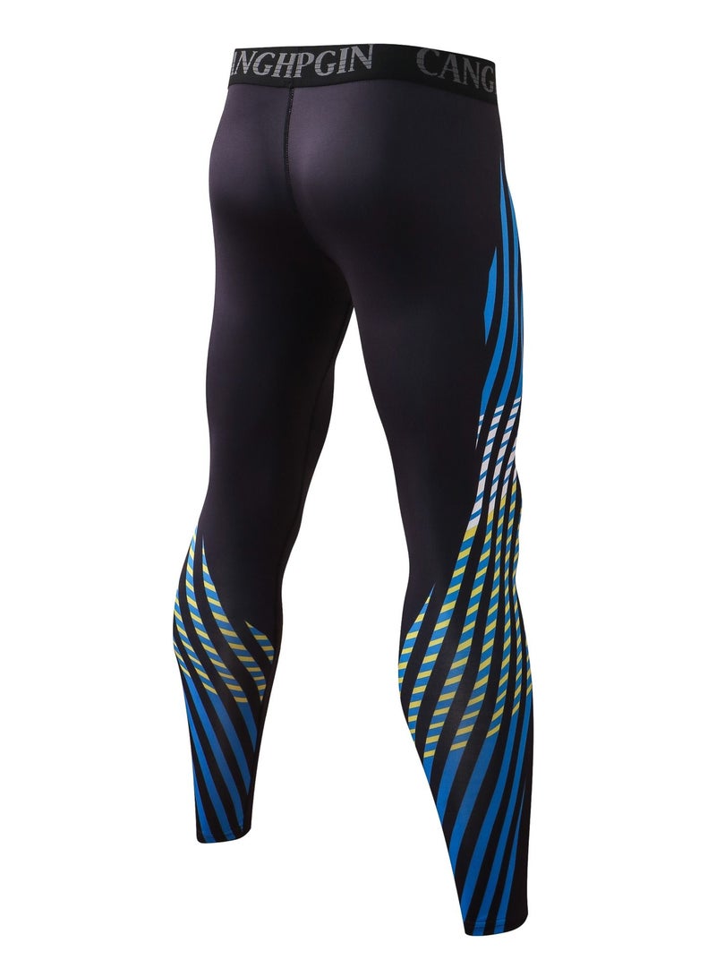 YEL PRO Men Quick Dry Breathable Elastic Trousers Black/Blue - Image 2