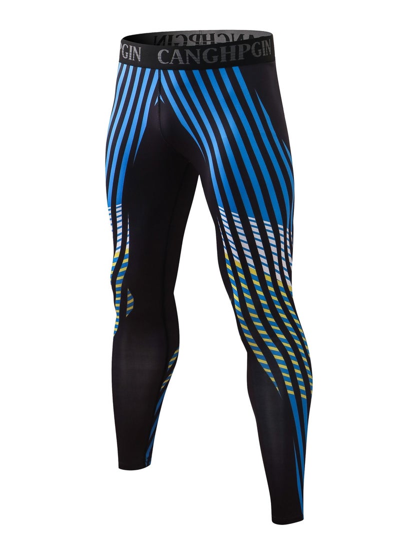 YEL PRO Men Quick Dry Breathable Elastic Trousers Black/Blue - Image 1