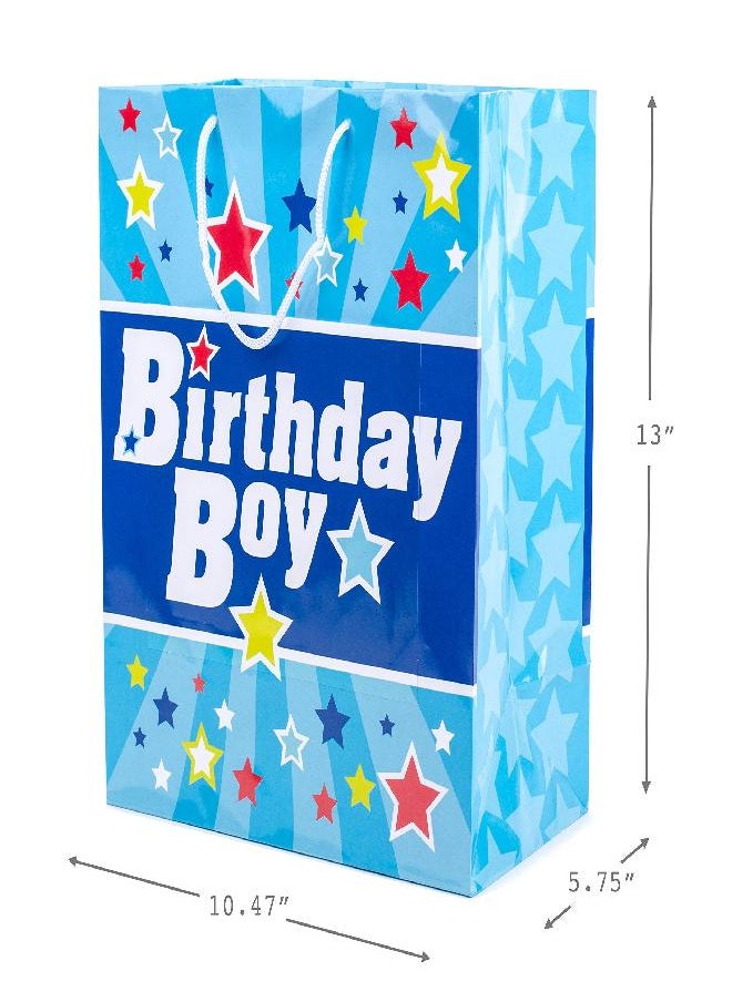 Hallmark - Hallmark 13" Large Gift Bag with Birthday Card and Tissue Paper (Blue with Stars, Birthday Boy) - Image 1