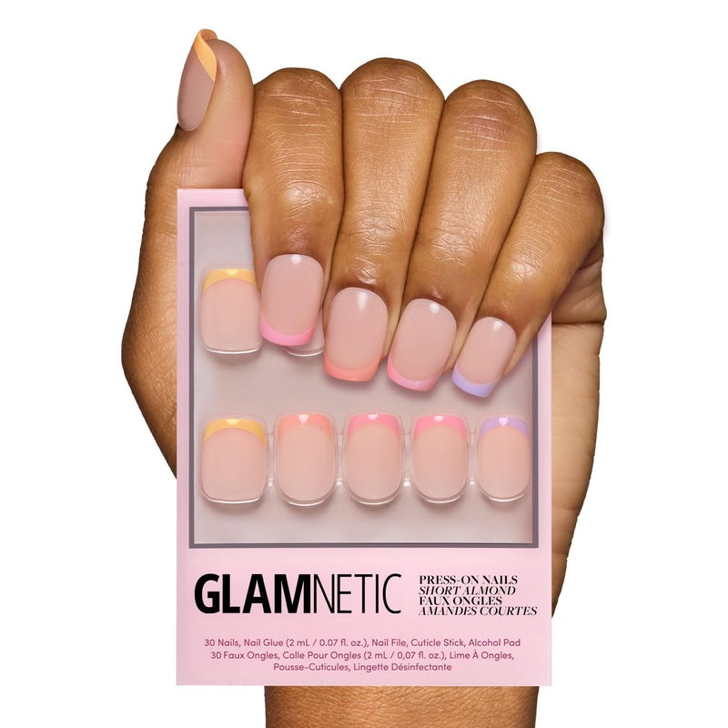 Glamnetic Press On Nails Macarons Short Squoval Fake Nails with Multicolored Pastel French Tips and Glossy Finish Salon Quality 15 Sizes 30 Nail Kit with Glue - Image 3