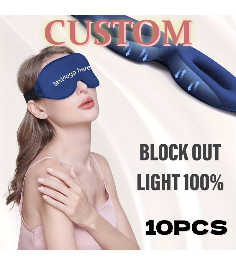 Custom 10 Personalized Full Blackout 3D Eye Mask Royal Blue for Sleep Breathable No Pressure on Eyes Eyelids Eyelashes Unisex Student Dormitory Use Print Logo Text Pattern - Image 2