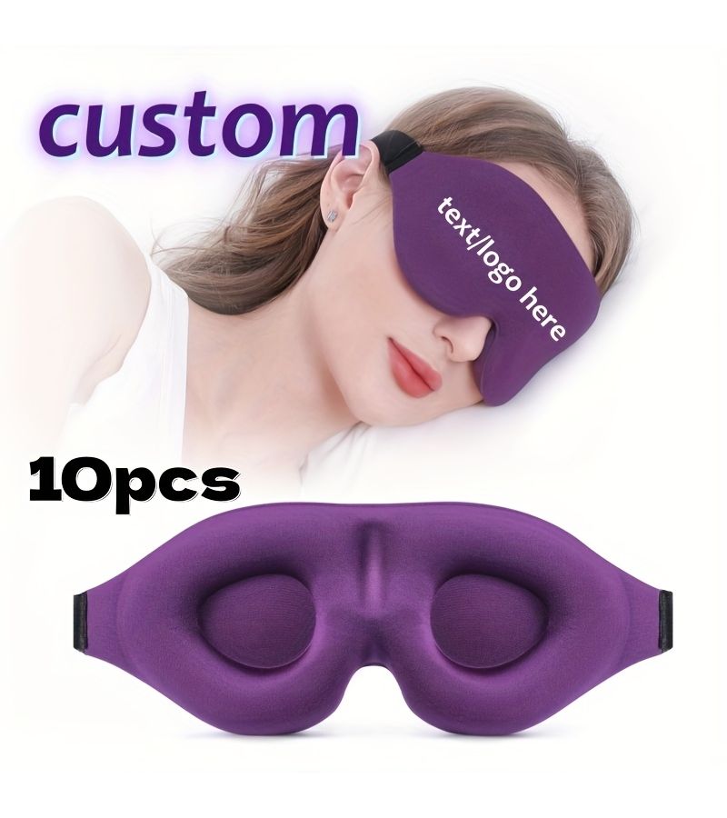 Custom 10 Personalized Full Blackout 3D Eye Mask Royal Blue for Sleep Breathable No Pressure on Eyes Eyelids Eyelashes Unisex Student Dormitory Use Print Logo Text Pattern - Image 3