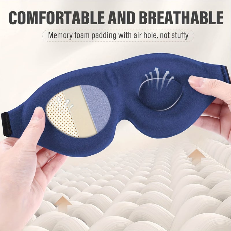 Custom 10 Personalized Full Blackout 3D Eye Mask Royal Blue for Sleep Breathable No Pressure on Eyes Eyelids Eyelashes Unisex Student Dormitory Use Print Logo Text Pattern - Image 5