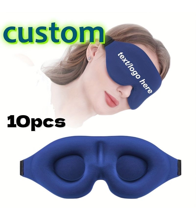 Custom 10 Personalized Full Blackout 3D Eye Mask Royal Blue for Sleep Breathable No Pressure on Eyes Eyelids Eyelashes Unisex Student Dormitory Use Print Logo Text Pattern - Image 4