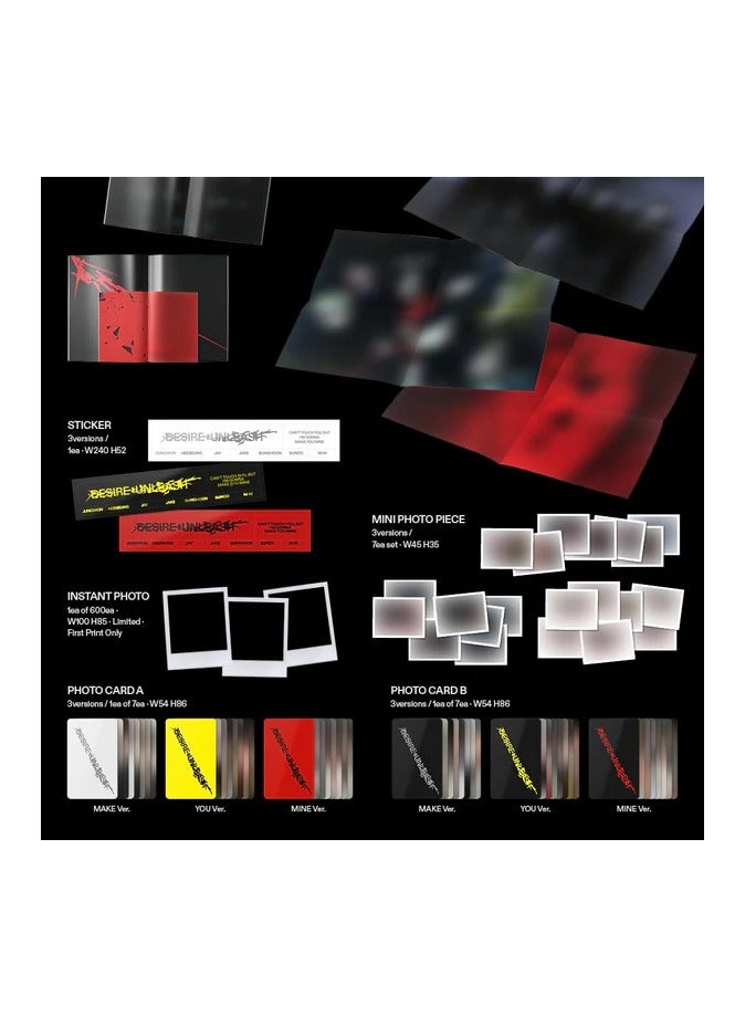 Enhypen 6th Mini Album Desire Unleash Make Version Kpop Music CD with Photobook Photocard and More