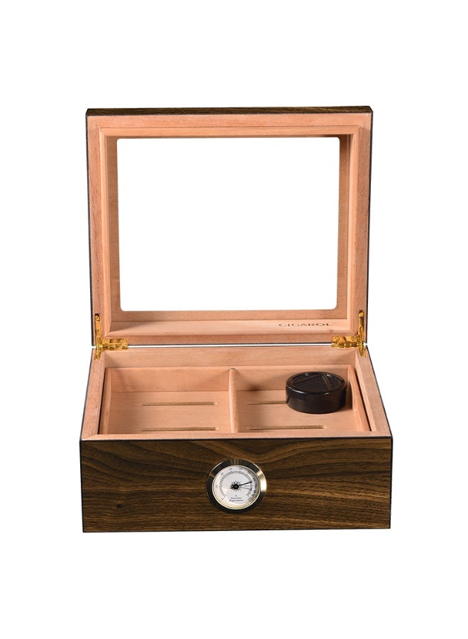Hemingway Cigar Humidor Box – Black Walnut Wood Grain Finish, Cedar Lining, Hygrometer - Image 3