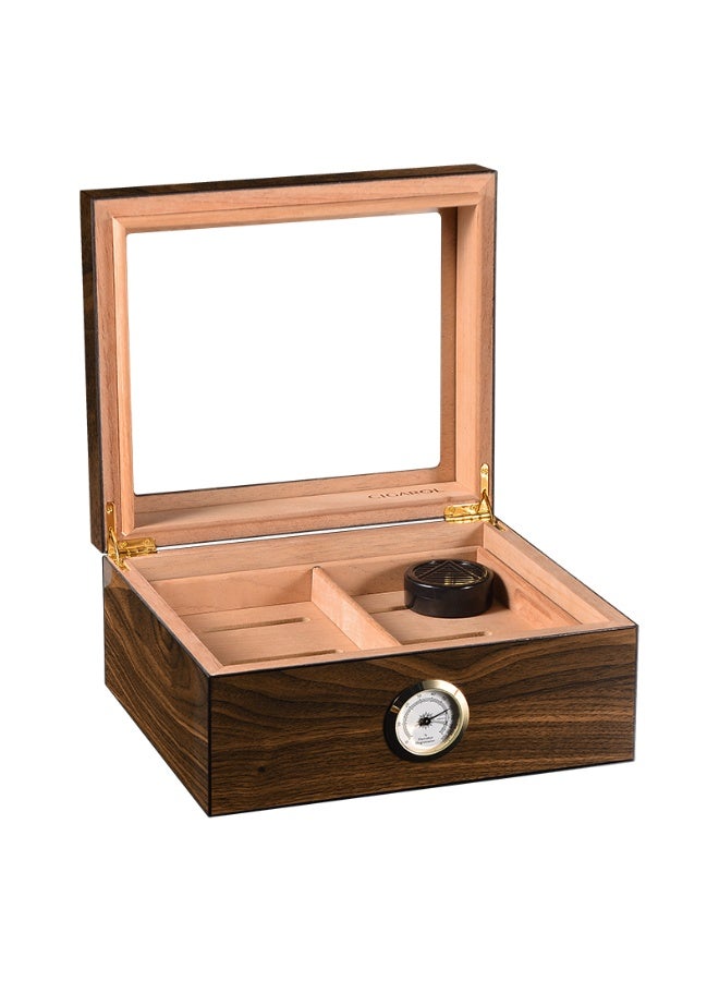 Hemingway Cigar Humidor Box – Black Walnut Wood Grain Finish, Cedar Lining, Hygrometer - Image 4