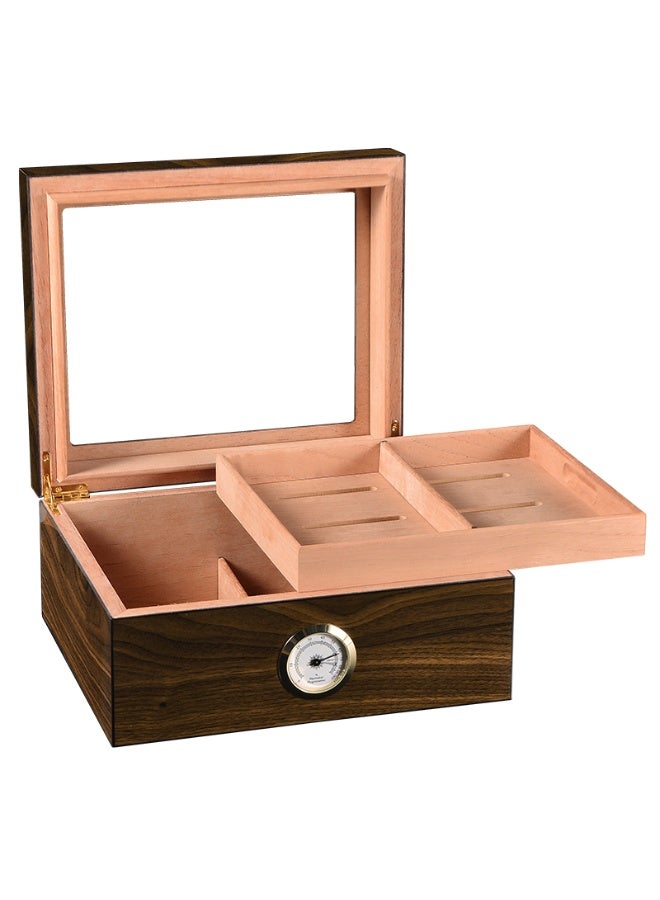 Hemingway Cigar Humidor Box – Black Walnut Wood Grain Finish, Cedar Lining, Hygrometer - Image 5