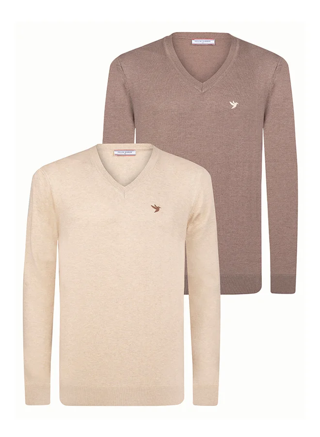 فيليكس هاردي طقم كنزة بياقة على شكل حرف  قطعتين