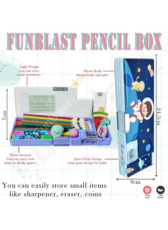 فنبلاست صندوق أقلام بلاستيكي متعدد الوظائف من فن بلاست للأطفال، صندوق أقلام فضاء للأولاد، صندوق أقلام للأطفال للأولاد والبنات، صندوق أقلام مغناطيسي للأولاد، صندوق أقلام منبثق، هدايا بطابع الفضاء للأطفال، متعدد الألوان - Image 2