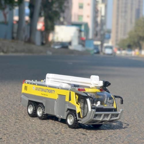 Ailejia Airport Fire Trucks Toy for Boys Fire Engine Toys Fire Engine Pullback Friction Toy Airport Rescue Diecast Vehicle Model Yellow - Image 5