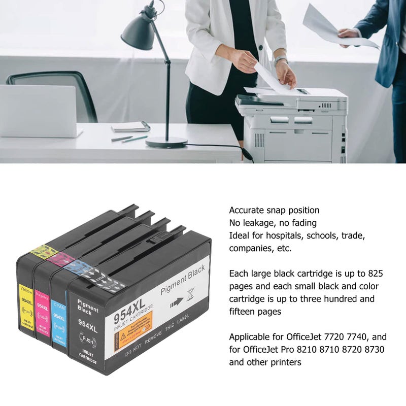 خراطيش حبر عالية الإنتاجية 4 ألوان سوداء متوافقة مع طابعات OfficeJet 7720 و7740 وPro 8210 و8710 و8720 - Image 4