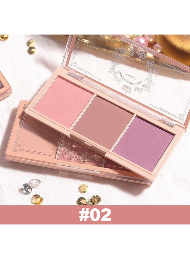 PIPLYKI Dream Girl Three Color Blush Tray,3 Color Matte Pink Blush Palette with Brush, Long Lasting Cheek Makeup, Smooth and Light Blush Powder for Face Beauty-#02 - Image 2