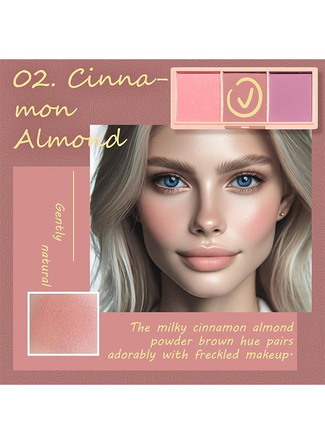 PIPLYKI Dream Girl Three Color Blush Tray,3 Color Matte Pink Blush Palette with Brush, Long Lasting Cheek Makeup, Smooth and Light Blush Powder for Face Beauty-#02 - Image 4