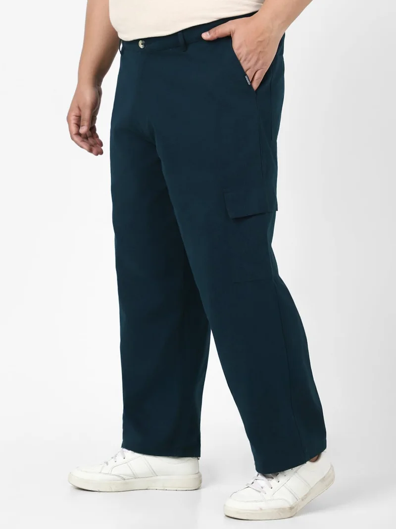 أوربانو فاشن Urbano Plus Men's Navy Loose Baggy Fit Solid Cargo Chino Pant with 6 Pockets Non-Stretchable