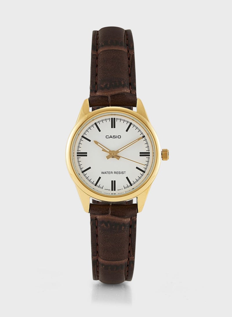 CASIO Leather Strap Analog Watch - Image 1