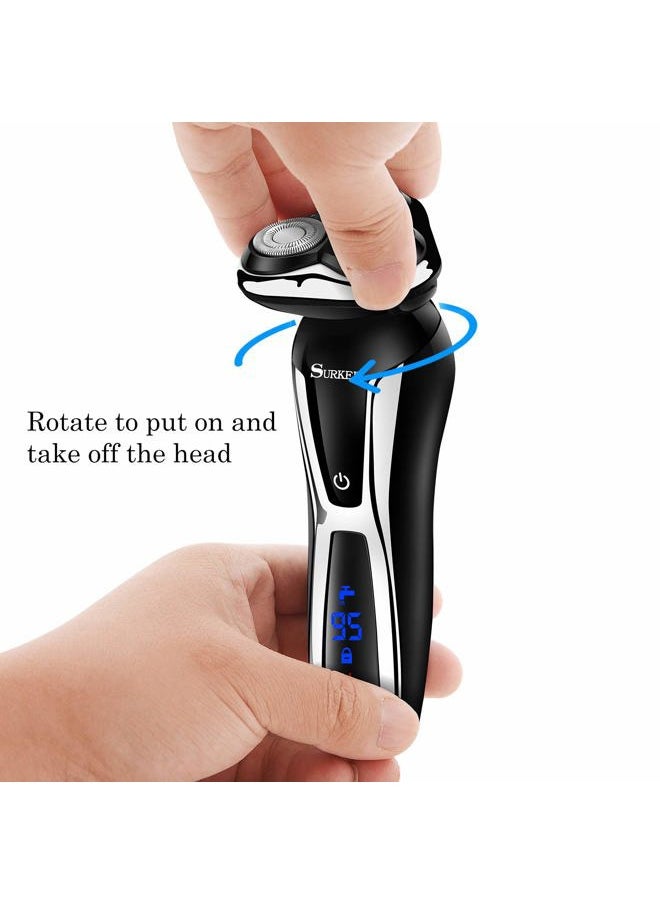 SURKER Electric Shaver Razor Cordless Beard Trimmer for Men Nose Hair Trimmer 3 in 1 Trimmer Grooming Kit Plus 1 Facial Cleansing Brush Waterproof USB Rechargeable Dry Wet  - Image 5