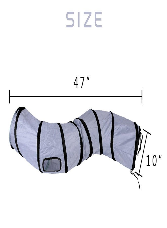 iCAGY Cat Tunnel for Indoor Cats Interactive, Rabbit Tunnel Toys, Pet Toys Play Tunnels for Cats Kittens Rabbits Puppies Crinkle Collapsible Pop Up Gray 47" - Image 4