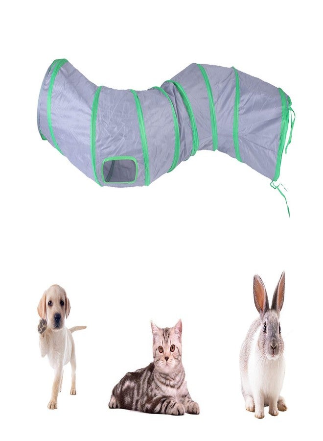 iCAGY Cat Tunnel for Indoor Cats Interactive, Rabbit Tunnel Toys, Pet Toys Play Tunnels for Cats Kittens Rabbits Puppies Crinkle Collapsible Pop Up Gray 47" - Image 3