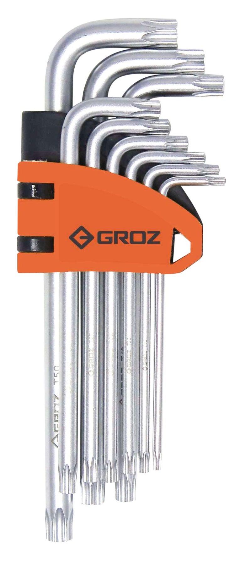 Groz 9 pc Tamper Torx Star Key Set | Key Set Garage automotive, household & industrial applications| S2 Steel | DIN 898 Standard| ALN/TX-TX/9L/GRZ - Image 1