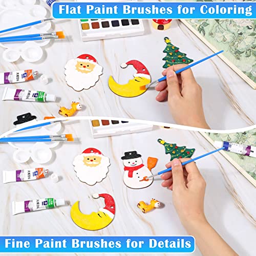 anezus Small Paint Brushes Bulk, Anezus 50 Pcs Flat Tip Paint Brushes with Round Acrylic Paint Brushes Set Craft Brushes for Classroom Acrylic Watercolor Canvas Face Painting Touch Up - Image 5