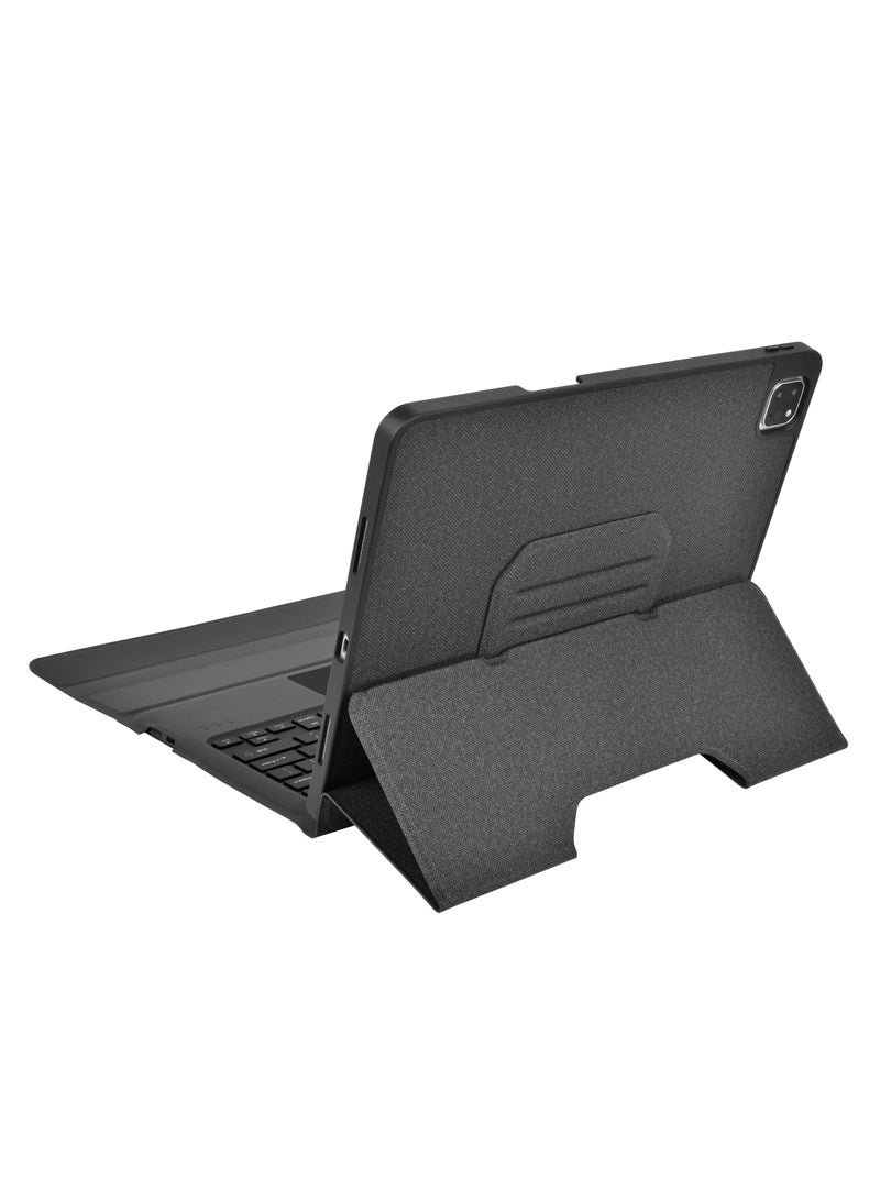 بروتيكت غطاء لوحة مفاتيح جلدي لجهاز آيباد برو 12.9 بوصة من PROTECT | مفاتيح بإضاءة خلفية ولوحة تتبع | منفذ شحن Type-C | دعم الإيماءات المتعددة | متوافق مع iPad Pro 12.9 (A2229/A2233/A1876/A1895/A1983) - Image 3