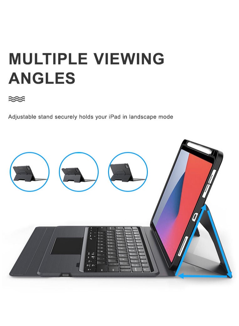 بروتيكت غطاء لوحة مفاتيح جلدي لجهاز آيباد برو 12.9 بوصة من PROTECT | مفاتيح بإضاءة خلفية ولوحة تتبع | منفذ شحن Type-C | دعم الإيماءات المتعددة | متوافق مع iPad Pro 12.9 (A2229/A2233/A1876/A1895/A1983) - Image 5