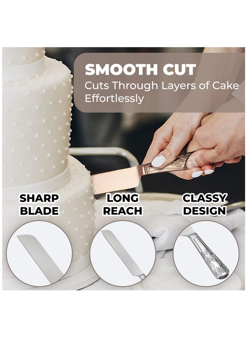 Zikra Set of 2 Rustic Wedding Cake Knife and Serving Set Wedding Cake Knife Serveing, Rustic Wedding Cake Knife Set for Parties Weddings Birthdays Anniversaries - Image 3