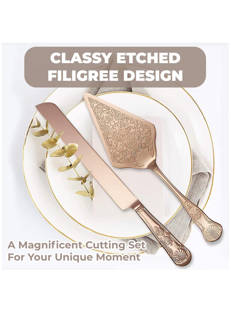 Zikra Set of 2 Rustic Wedding Cake Knife and Serving Set Wedding Cake Knife Serveing, Rustic Wedding Cake Knife Set for Parties Weddings Birthdays Anniversaries - Image 4